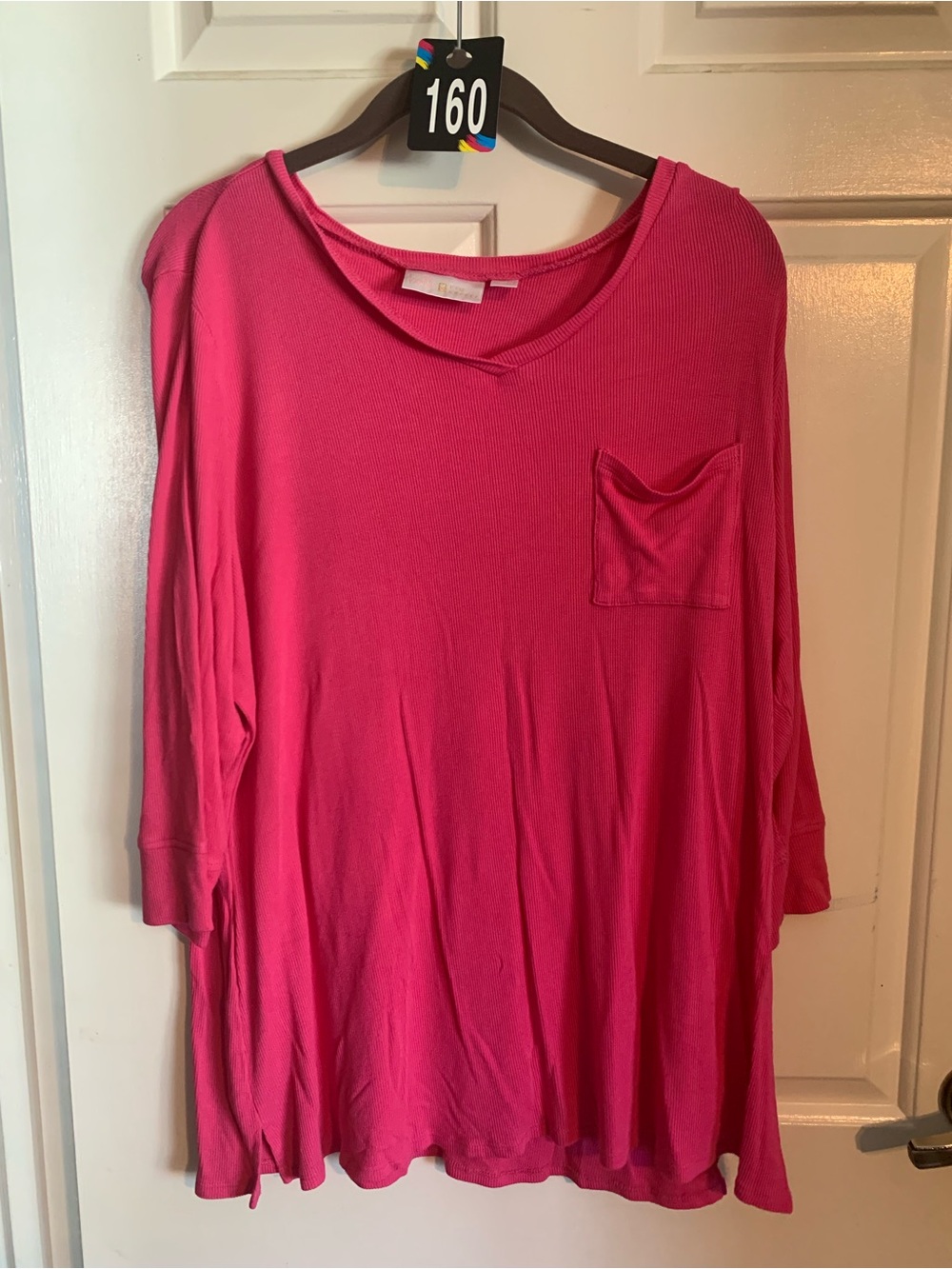 Belle by Kim Gravel Hot Pink Long Sleeve Pocket Tunic